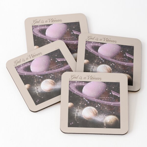Item preview, god is a woman - space, universe, glittery planets (on beige) designed and sold by thewayitshine.