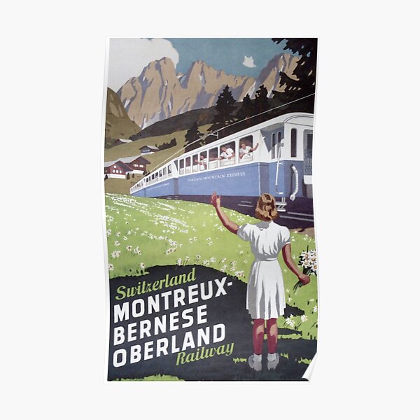 Vintage Art Deco Swiss Travel Poster Brünig Line 1930s Railway Retro Switzerland 
