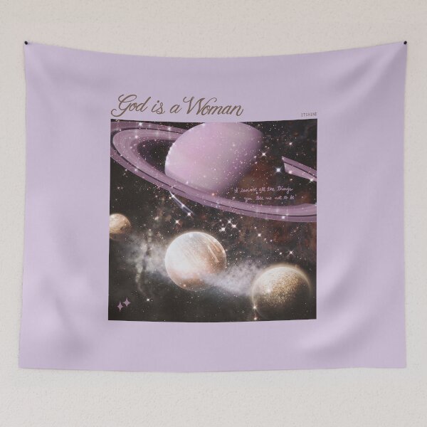 Item preview, of god is a woman - space, universe, glittery planets (on lilac/lavender) designed and sold by thewayitshine.