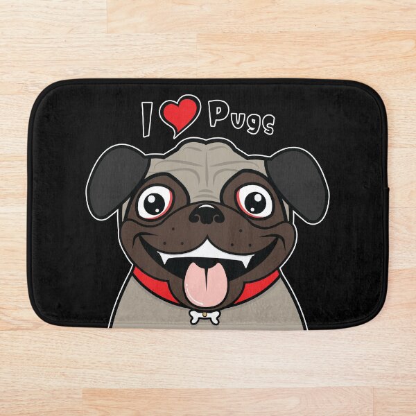 Item preview, Cute Pug Face With Text "I Love Pugs" Art Design designed and sold by teeshood.
