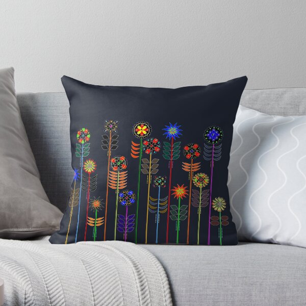Victorian Floral Garden - Neon Art 2 Throw Pillow