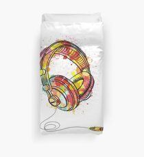 Watercolor Headphones Duvet Cover