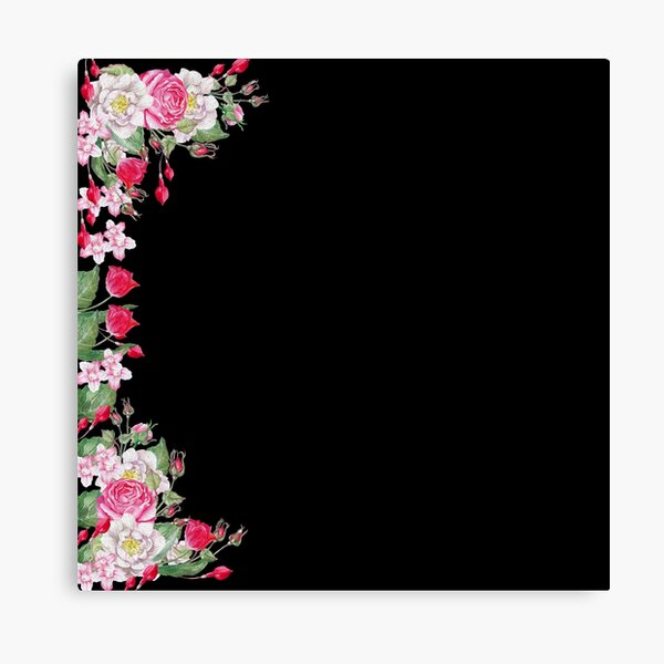 Red And Pink Flowers On Black Canvas Print