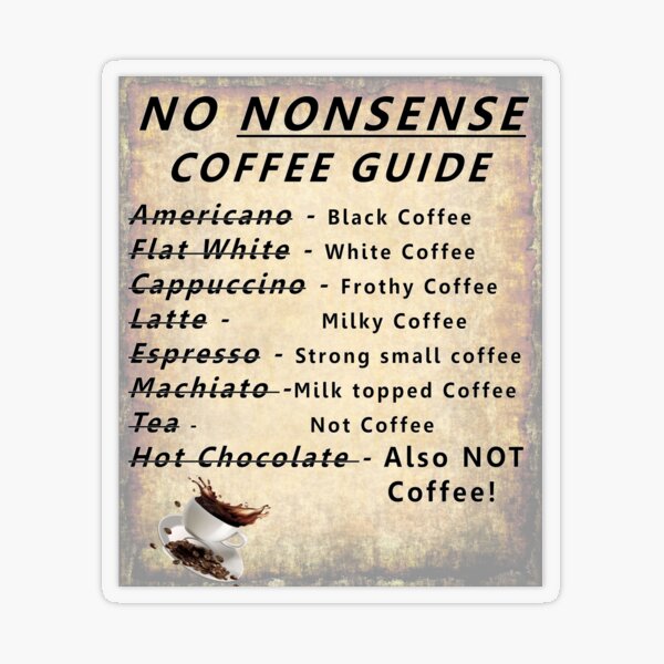 Guide to Coffee No Nonsense Transparent Sticker