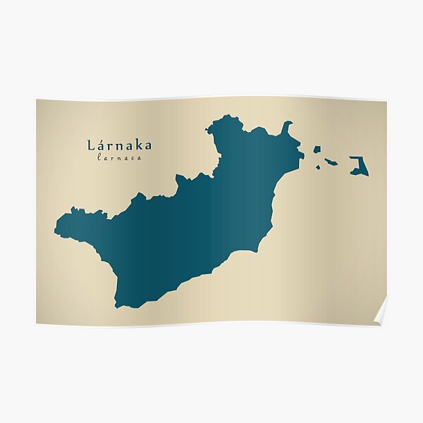 Modern Map - Larnaka region map Cyprus CY Poster