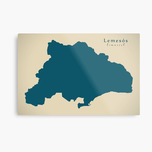 Modern Map - Lemesos region map Cyprus CY Metal Print
