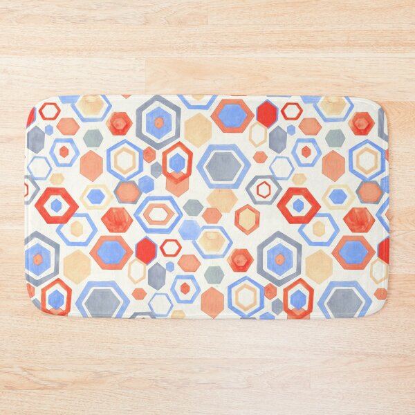 Item preview, Gouache Hexagons - Pastel Reds & Blues designed and sold by TigaTiga.