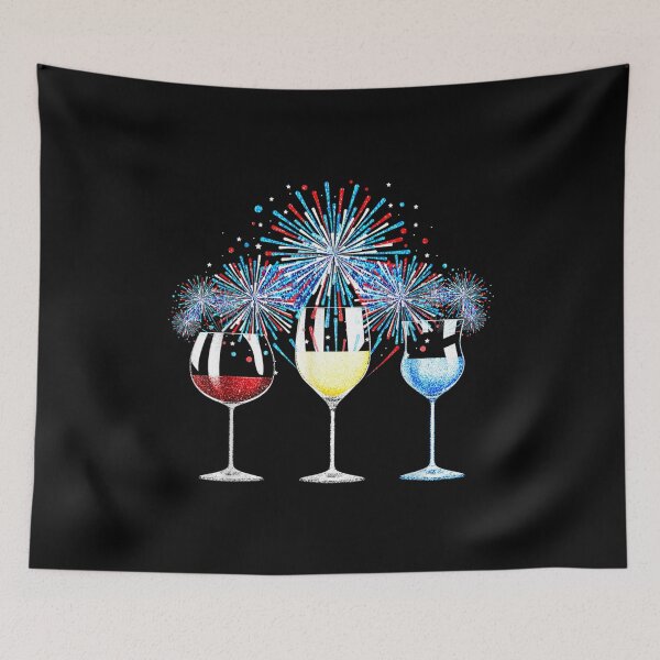 Item preview, Funny, Wine Glass, Red White Blue Firework, Happy 4th Of July  designed and sold by FideliaShop.