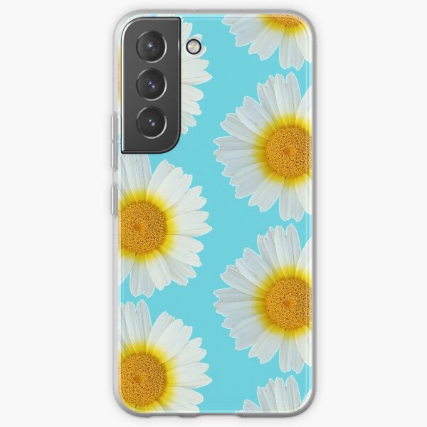 A Daisy Flower in a Turquoise Blue Background Samsung Galaxy Soft Case