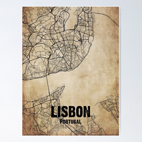 Aperçu de l'œuvre Vintage Lisbon Portugal Map | Vintage Map Of Lisbon Portugal | Lisbon Map créée et vendue par benayache.