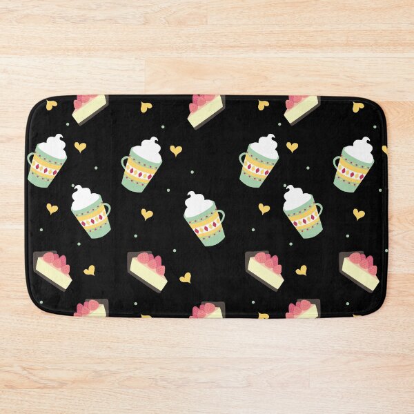 Item preview, cute raspberry cakes and desserts cup on black pattern designed and sold by Molly-Vo.