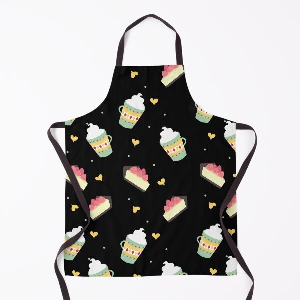 Item preview, cute raspberry cakes and desserts cup on black pattern  designed and sold by Molly-Vo.