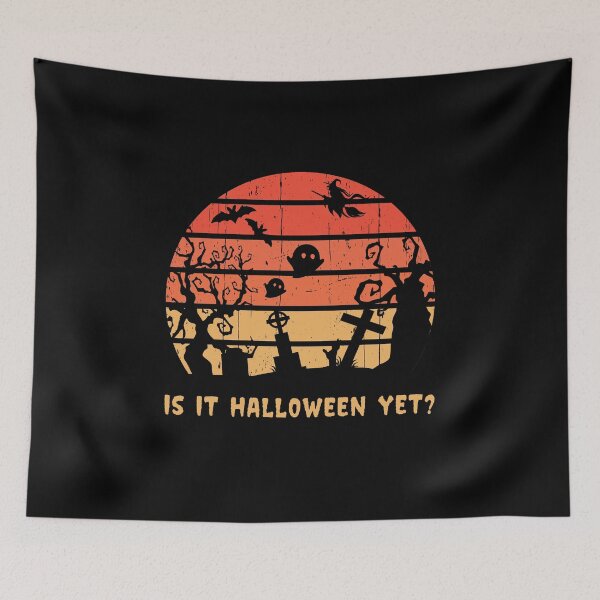 Item preview, "Is it Halloween yet?" Haunted Graveyard Distressed Vintage Sunset designed and sold by Happy Puppy Print On Demand.