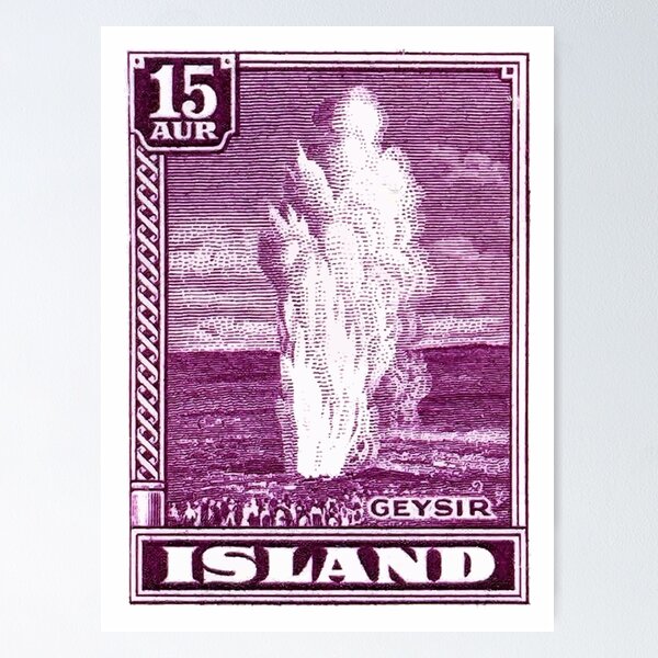 Artikel-Vorschau von 1938 Island Geysir Briefmarke, designt und verkauft von retrographics.