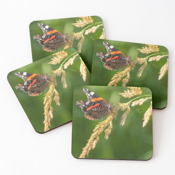 Item preview, Atalanta butterfly resting on reed grass designed and sold by LifesTooBig.