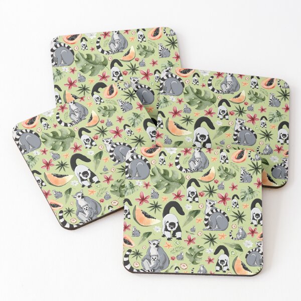 Item preview, Cute lemur in green colors designed and sold by PawsoMania.