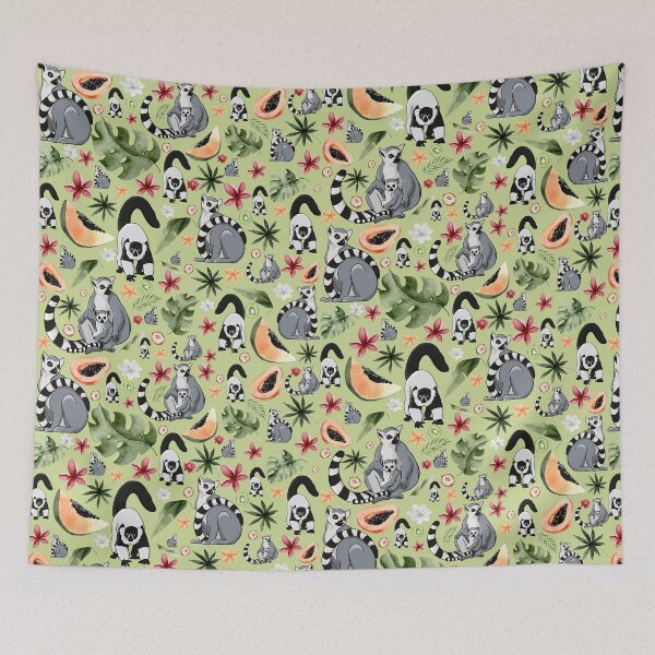 Item preview, Cute lemur in green colors designed and sold by PawsoMania.