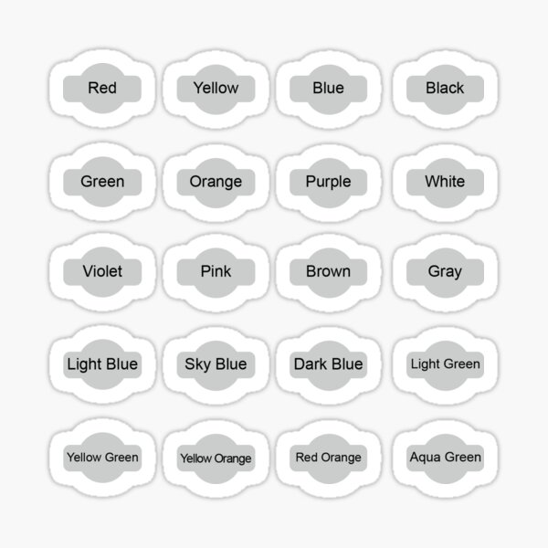 20 color names Sticker (Medium Size ONLY) Sticker