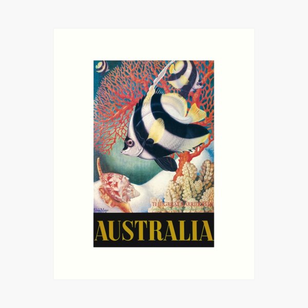 Australia Great Barrier Reef Vintage World Travel Poster by Eileen Mayo Art Print