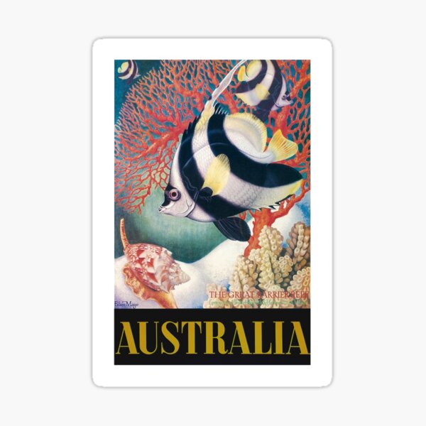 Item preview, Australia Great Barrier Reef Vintage World Travel Poster by Eileen Mayo designed and sold by retrographics.