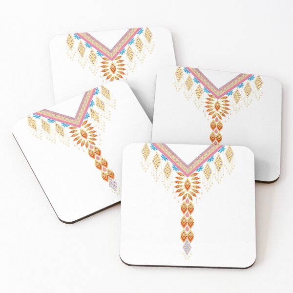 Item preview, geometric neckline vector, geometric neckline, vector neck craft, bohemian neckline, ikat collar style, tribal collar style, boho style, geometric collar , aztec textile style, neckline fabric pattern designed and sold by WP-7824.