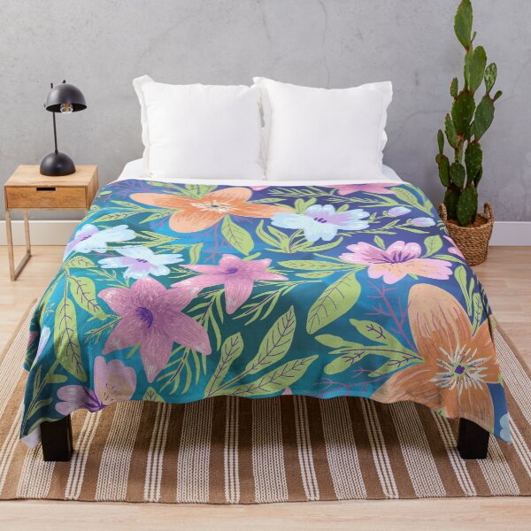 Item preview, Flower Pattern with a Blue Bokeh Background - Floralpatterns designed and sold by JulieSouster.