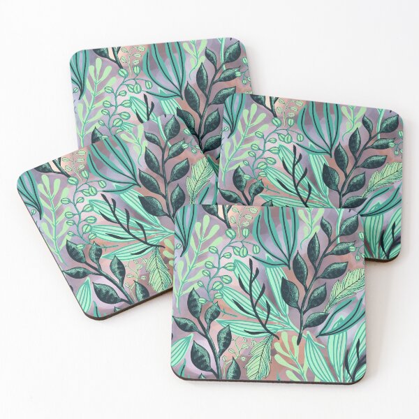 Item preview, Green & Teal Tropical Vibe Leafy Pattern with a Bokeh Background designed and sold by JulieSouster.
