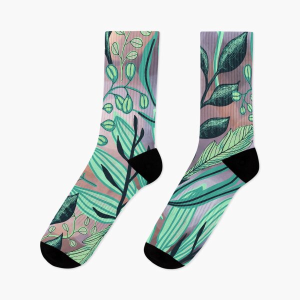 Item preview, Green & Teal Tropical Vibe Leafy Pattern with a Bokeh Background designed and sold by JulieSouster.