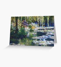 Willow & lilies, Giverny Greeting Card