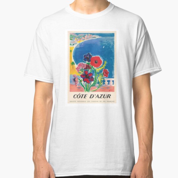 1947 Cote d'Azur French Riviera Vintage World Travel Poster Classic T-Shirt