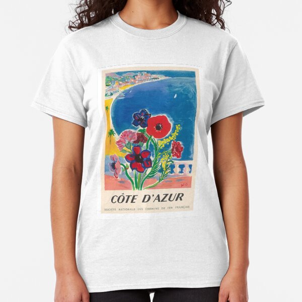 1947 Cote d'Azur French Riviera Vintage World Travel Poster Classic T-Shirt