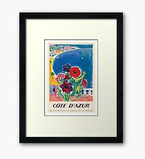 1947 Cote d'Azur French Riviera Vintage World Travel Poster Framed Print