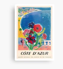 Jahrgang 1947 Cote d'Azur Französisch Riviera Vintage World Travel Poster Metallbild