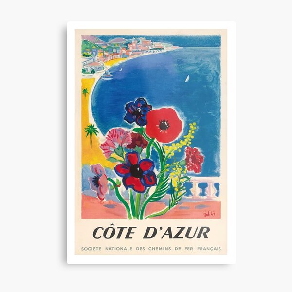 Jahrgang 1947 Cote d'Azur Französisch Riviera Vintage World Travel Poster Metallbild