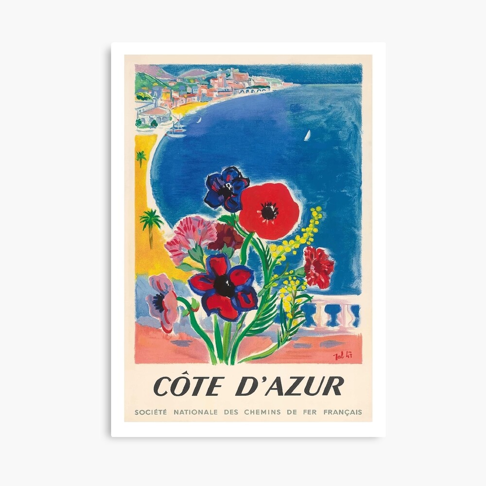 VINTAGE CANNES COTE D'AZUR FRANCE TRAVEL A4 POSTER PRINT