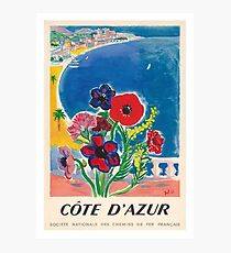 Jahrgang 1947 Cote d'Azur Französisch Riviera Vintage World Travel Poster Fotodruck