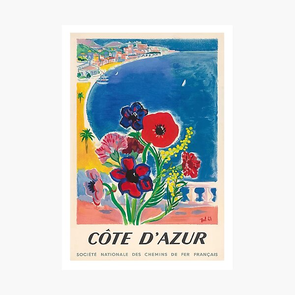 Cote D'Azur France 1966 French Seaside Travel Vintage Poster Print Retro Art