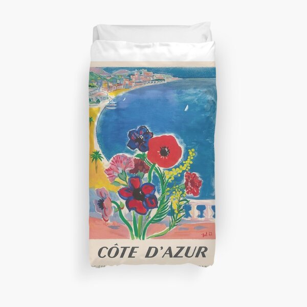 1947 Cote d'Azur French Riviera Vintage World Travel Poster Duvet Cover