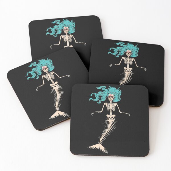 Item preview, Skull Mermaid Goth Skeleton Long Sapphire Hair  designed and sold by alenaz.