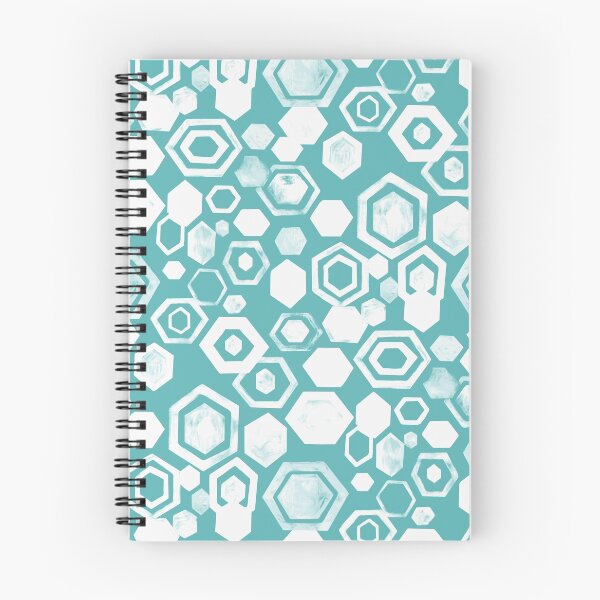Item preview, Gouache Hexagons - White & Turquoise designed and sold by TigaTiga.