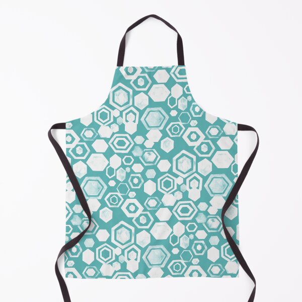 Item preview, Gouache Hexagons - White & Turquoise designed and sold by TigaTiga.