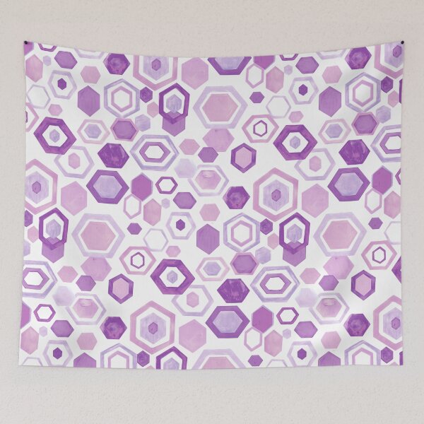 Item preview, Gouache Hexagons - Pastel Purples designed and sold by TigaTiga.