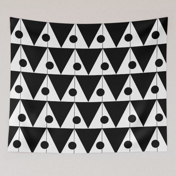 Item preview, Large Retro Triangles Pattern No.1 Black and White designed and sold by QuestingPixel.