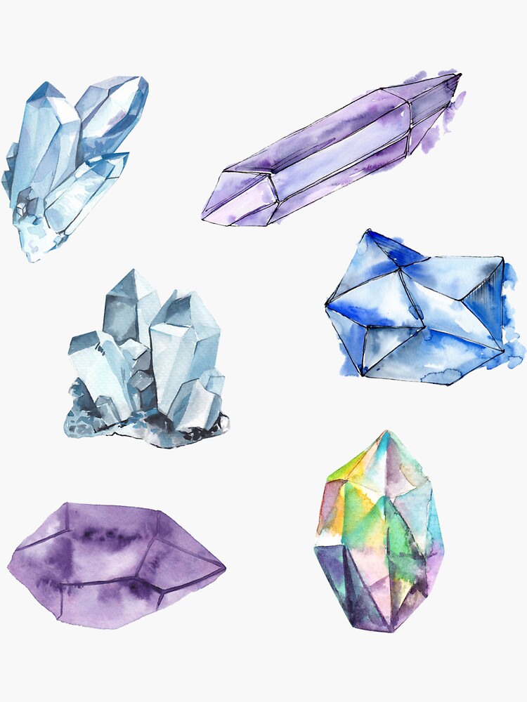 Watercolor Crystal Sticker Set Crystal Stickers Sticker for Sale by  JuliaPop