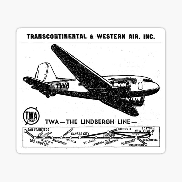 TWA Plane and System Map, 1937 Sticker