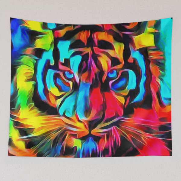 Item preview, colorful tiger art painting designed and sold by MXanwar.