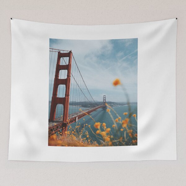 Item preview, Golden Gate Bridge and Flowers designed and sold by TeeChest.