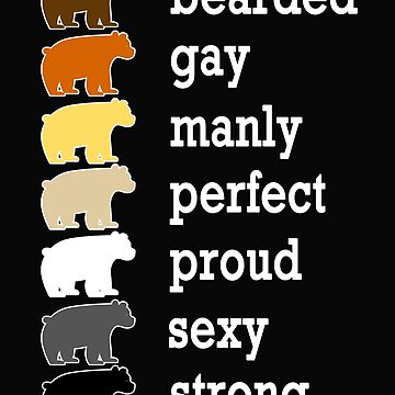 "Gay Men Hairy Proud Bear Gay Pride Flag 7 Bears" Shower Curtain for