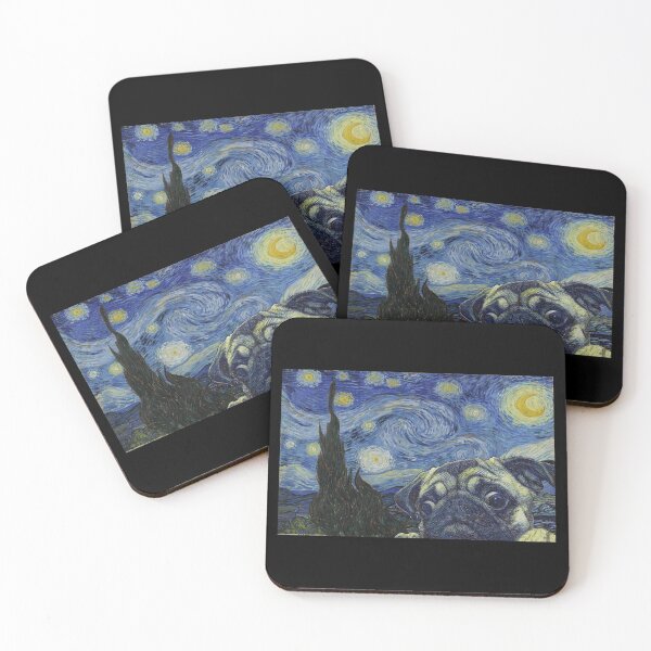 Item preview, Pug Dog Starry Night Van Gogh - Pug Dog lovers - Graphics Pug Dog Poster Gift designed and sold by hippololocc.