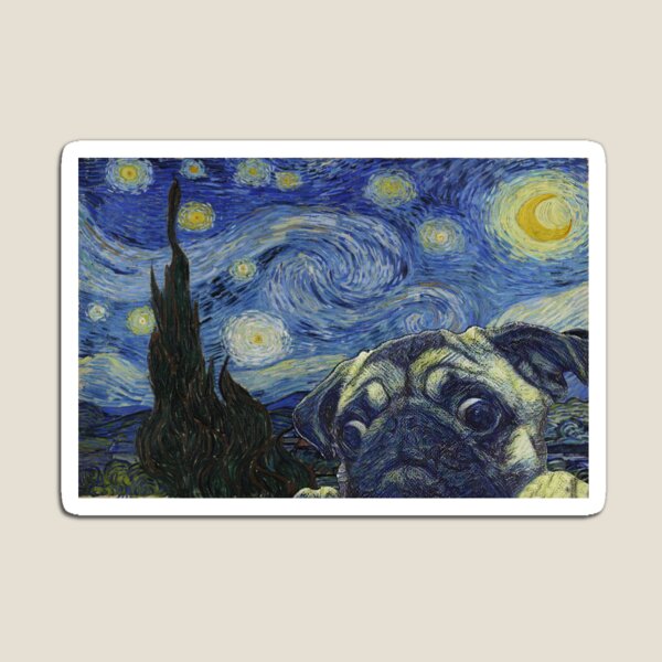 Item preview, Pug Dog Starry Night Van Gogh - Pug Dog lovers - Graphics Pug Dog Poster Gift designed and sold by hippololocc.